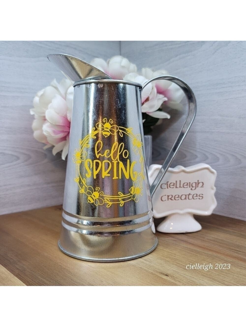 Hello Spring Metal Pitcher / Vase